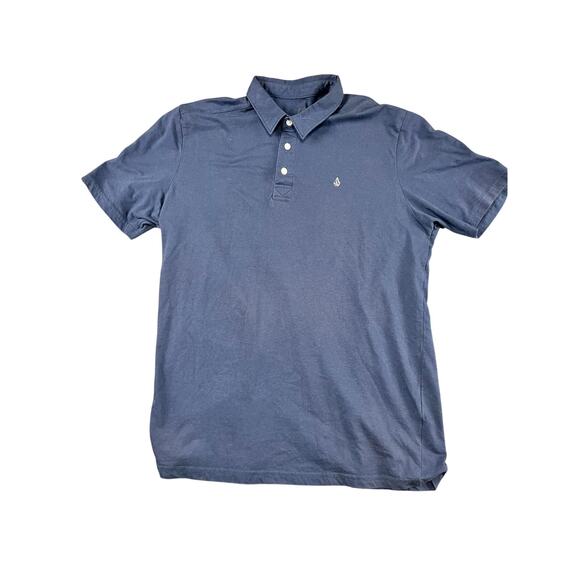 men's Volcom Polo large navy blue short sleeve excellent - Picture 1 of 10